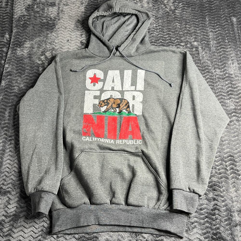 CALIFORNIA REPUBLIC Hoodie Sweatshirt Pullover Cali Bears XL Gray